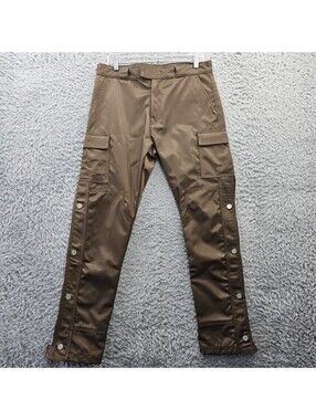 MNML Pants Nylon Snap Pants 30 (Fits 33x31) Brown Cargo Double Knee *Belt